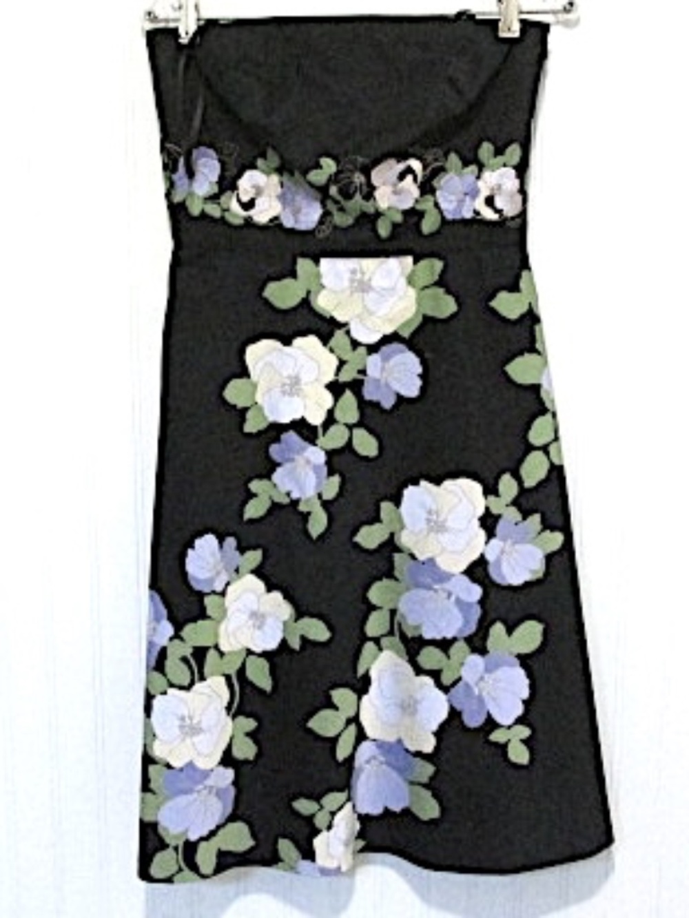 Ann Taylor LOFT NWOT Strapless Navy Floral Embroidered Fit & Flare Dress, Size 4 - Picture 1 of 8